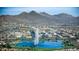 Panoramic aerial view of Scottsdale, Arizona, featuring a lake with a water fountain and mountain views at 9715 N Azure Ct # 4, Fountain Hills, AZ 85268