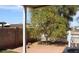 Backyard featuring a mature fruit tree, enclosed by a wall and a white picket fence, offering shade and privacy at 17016 N 66Th Ter, Glendale, AZ 85308