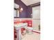 Retro bathroom with a pedestal sink, and a tile shower in red and white at 2233 N 9Th Ave, Phoenix, AZ 85007