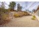 Desert landscaped backyard with a mix of gravel and natural vegetation, offering serene views at 725 W Hermosa Dr, Wickenburg, AZ 85390