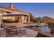 Backyard featuring pool, lounge chairs and patio furniture, with mountain views at 12026 N 138Th St, Scottsdale, AZ 85259