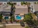 Great aerial view of home's backyard featuring a private in-ground pool and lush landscaping at 3546 E Latham Way, Gilbert, AZ 85297