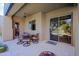 Covered patio with an outdoor ceiling fan and a view of the swimming pool at 9576 E Kiisa Dr, Scottsdale, AZ 85262