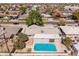 Home and Pool: Backyard aerial view with a swimming pool and nearby trees at 1649 E Dana Ave, Mesa, AZ 85204