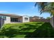 Spacious backyard with a well-maintained lawn, patio, and privacy fence at 20159 E Rosa Rd, Queen Creek, AZ 85142