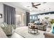 Open living space features neutral tones, modern decor, and sliding glass doors to outdoor patio at 20325 E Hummingbird Dr, Queen Creek, AZ 85142