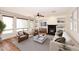 Cozy living room features a fireplace, built-in shelves, and modern furnishings at 9901 E Bahia Dr, Scottsdale, AZ 85260