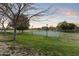 Scenic basketball court with lush green grass and mature shade trees provides recreation at 10417 N 180Th Dr, Waddell, AZ 85355