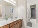 Bathroom features a single sink vanity with a large mirror and shower-tub combo at 10417 N 180Th Dr, Waddell, AZ 85355