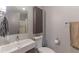 This contemporary bathroom features modern fixtures, a vessel sink, a medicine cabinet, and a low-flow toilet at 2212 W Claremont St, Phoenix, AZ 85015