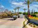 Welcoming gated community entrance with lush landscaping and mature palm trees providing an exclusive feel at 3937 E Norcroft Cir, Mesa, AZ 85215