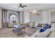 Bright living room featuring comfortable seating, a ceiling fan, and large windows at 4929 W Christy Dr, Glendale, AZ 85304