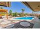 Beautiful backyard pool area with stepping stones and desert landscaping at 7102 E Larkspur Dr, Scottsdale, AZ 85254