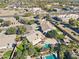 Aerial view of a residential area with a pool and desert landscaping at 8421 W Alex Ave, Peoria, AZ 85382