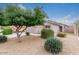 Charming single-story home with a well-maintained front yard and mature trees and bushes at 14952 N 172Nd Ln, Surprise, AZ 85388