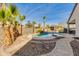 Backyard pool featuring palm trees, rock features, a basketball hoop, and stone walkways at 19864 E Via Del Oro --, Queen Creek, AZ 85142