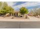 Charming exterior view of the home with mature trees, a well-manicured lawn, and a long driveway at 30259 N 125Th Ln, Peoria, AZ 85383