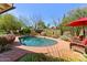 Beautiful backyard pool surrounded by lush landscaping, offering a tranquil escape and great spot for outdoor fun at 318 E Concorda Dr, Tempe, AZ 85282