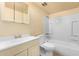 Bathroom featuring tub, toilet, sink, and vanity at 3313 N 68Th St # 111, Scottsdale, AZ 85251