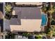 Overhead view of a home with a backyard pool and desert landscape at 3887 E Andre Ave, Gilbert, AZ 85298