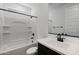 Modern bathroom featuring a combo tub and shower, contemporary vanity, and dark fixtures at 4133 W Eli Dr, San Tan Valley, AZ 85144