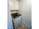 Laundry room with a modern washer and white cabinets for storage at 5809 E Thomas Rd, Scottsdale, AZ 85251