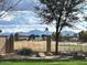 A landscaped backyard with views of mountains at 2050 N 144Th Dr, Goodyear, AZ 85395
