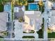 Aerial view of the property showing the house, pool, sports court, and landscaping at 2458 E Melrose St, Mesa, AZ 85213