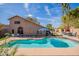 Serene backyard with a sparkling pool, lounge chairs, and beautiful landscaping, creating an ideal retreat at 10490 E Dreyfus E Ave, Scottsdale, AZ 85260