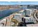 Overhead shot of modern waterfront condos, offering stunning views of the adjacent river and city skyline at 120 E Rio Salado Pkwy # 101, Tempe, AZ 85281