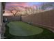 Backyard putting green with artificial turf and mature desert landscaping, perfect for golfers at 41711 N Pinion Hills Ct, Anthem, AZ 85086