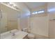 Clean bathroom with a vanity, mirror, and shower-tub combo at 1980 N Santa Fe Ct, Casa Grande, AZ 85122