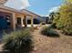 Lush backyard featuring desert landscaping, a covered patio, and a privacy fence at 25820 S Saddletree Dr, Sun Lakes, AZ 85248