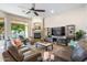 Inviting living room with a fireplace, entertainment center, and cozy leather seating at 3441 S Camellia Pl, Chandler, AZ 85248