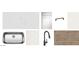 Selection of modern kitchen materials showcasing countertops, cabinets, backsplash and faucet at 5521 W Paseo Way, Laveen, AZ 85339