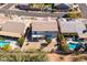 Aerial view of a home with a covered patio, lush backyard, pool, and desert landscaping at 26234 N 46Th St, Phoenix, AZ 85050