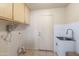 Laundry room features a utility sink, storage cabinets, and white walls at 26234 N 46Th St, Phoenix, AZ 85050