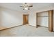 Bedroom with plush carpet and ceiling fan at 16615 E Gunsight Dr # 205, Fountain Hills, AZ 85268