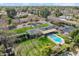 Aerial perspective of a home featuring a pool, sports court, lush backyard, and mature trees at 620 W Mclellan Blvd, Phoenix, AZ 85013