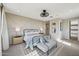 Elegant primary bedroom featuring stylish furnishings, modern design, and comfortable layout at 26217 N 19Th Ln, Phoenix, AZ 85085
