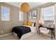 Elegant bedroom with striking wallpaper and stylish decor at 7441 W Buckhorn Trl, Peoria, AZ 85383