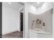 Pet washing station features copper plumbing, white tile backsplash, and a modern shower fixture at 1040 E Osborn Rd # 1004, Phoenix, AZ 85014
