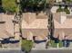 Overhead view of the property showcasing the tile roof, backyard patio, and the surrounding neighborhood at 1313 W Straford Ave, Gilbert, AZ 85233