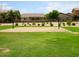 Community volleyball court with lush green grass and desert landscaping in a beautiful neighborhood setting at 1994 E Dust Devil Dr, San Tan Valley, AZ 85143