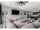 Open-concept living area with a large sofa, TV, and kitchen view at 25318 N 19Th Dr, Phoenix, AZ 85085