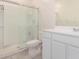 Clean bathroom featuring a glass-enclosed shower and a modern vanity at 6513 W Latona Rd, Laveen, AZ 85339