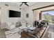 Bright living room features comfortable seating and seamless indoor-outdoor flow to the patio at 27000 N Alma School Pkwy # 1024, Scottsdale, AZ 85262