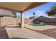 Covered patio with a view of the pool and backyard at 6121 S Ruby Dr, Chandler, AZ 85249
