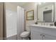 A bathroom with a tub, shower, toilet and a vanity with sink at 1322 S Oracle --, Mesa, AZ 85204