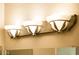 Close up of a bathroom vanity light fixture with three frosted shades at 13434 W El Sueno Ct, Sun City West, AZ 85375